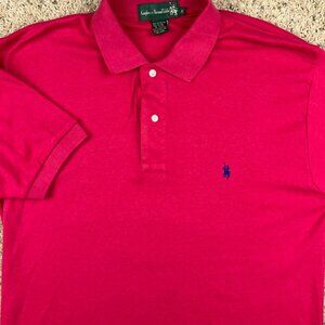 Knights of Round Table Polo Mens XL Pink Red Rugby Shirt Collard Blue Pony